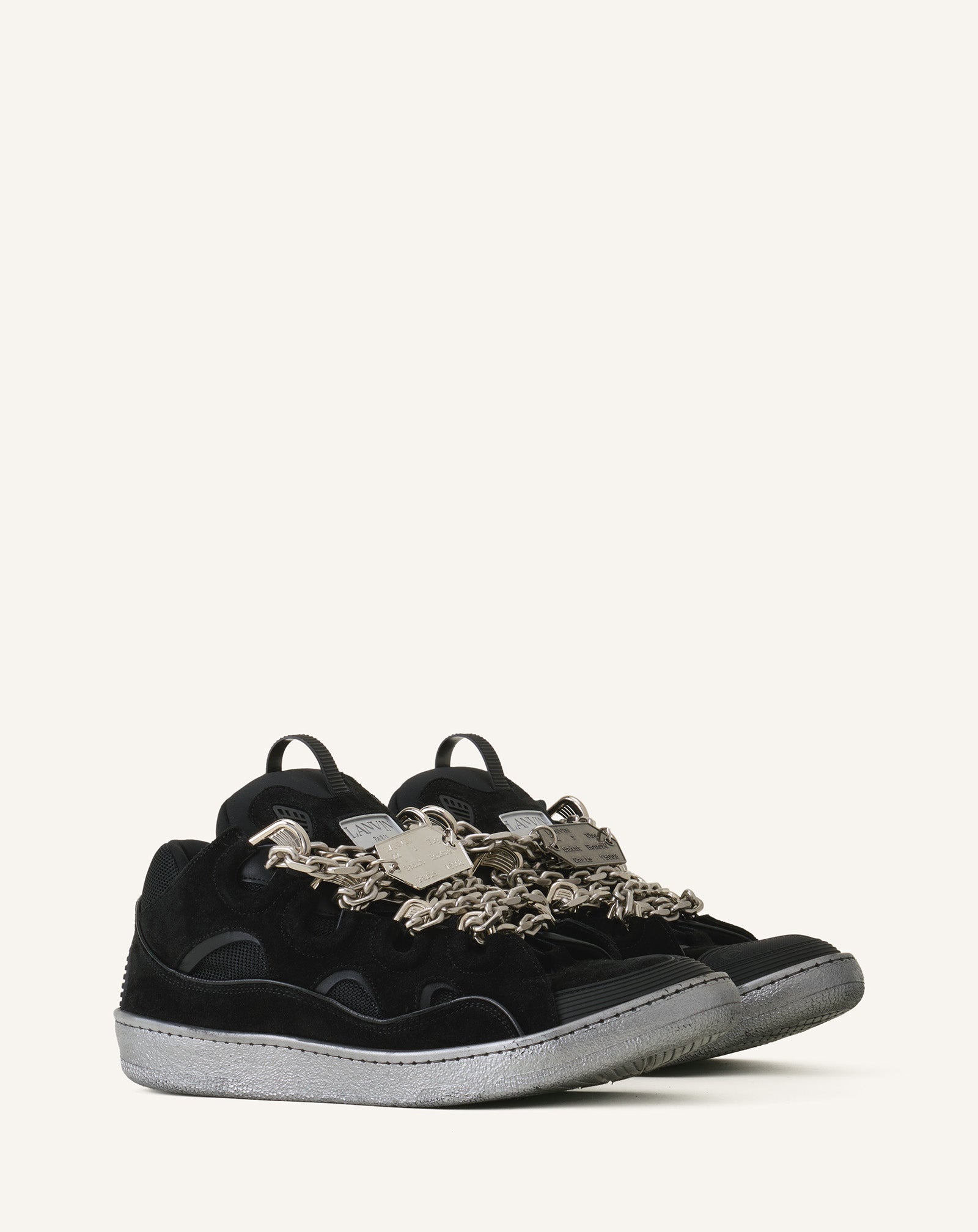 Curb Sneakers Id Chaîne En Suède Black