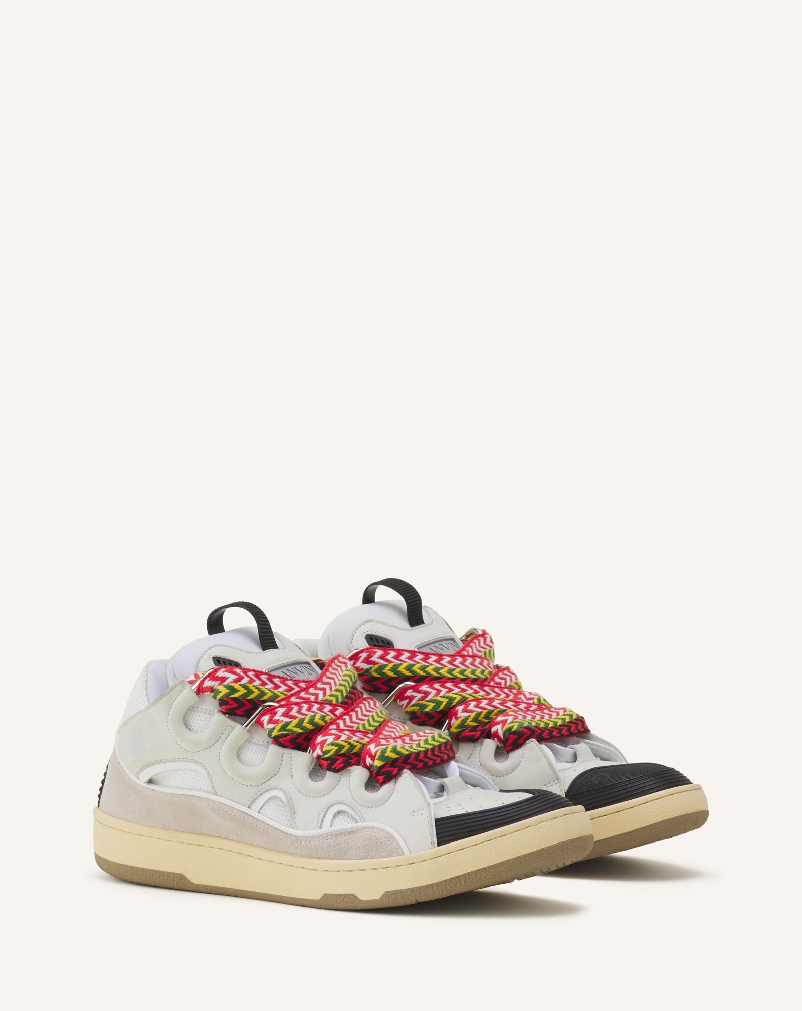 White Leather Curb Sneakers