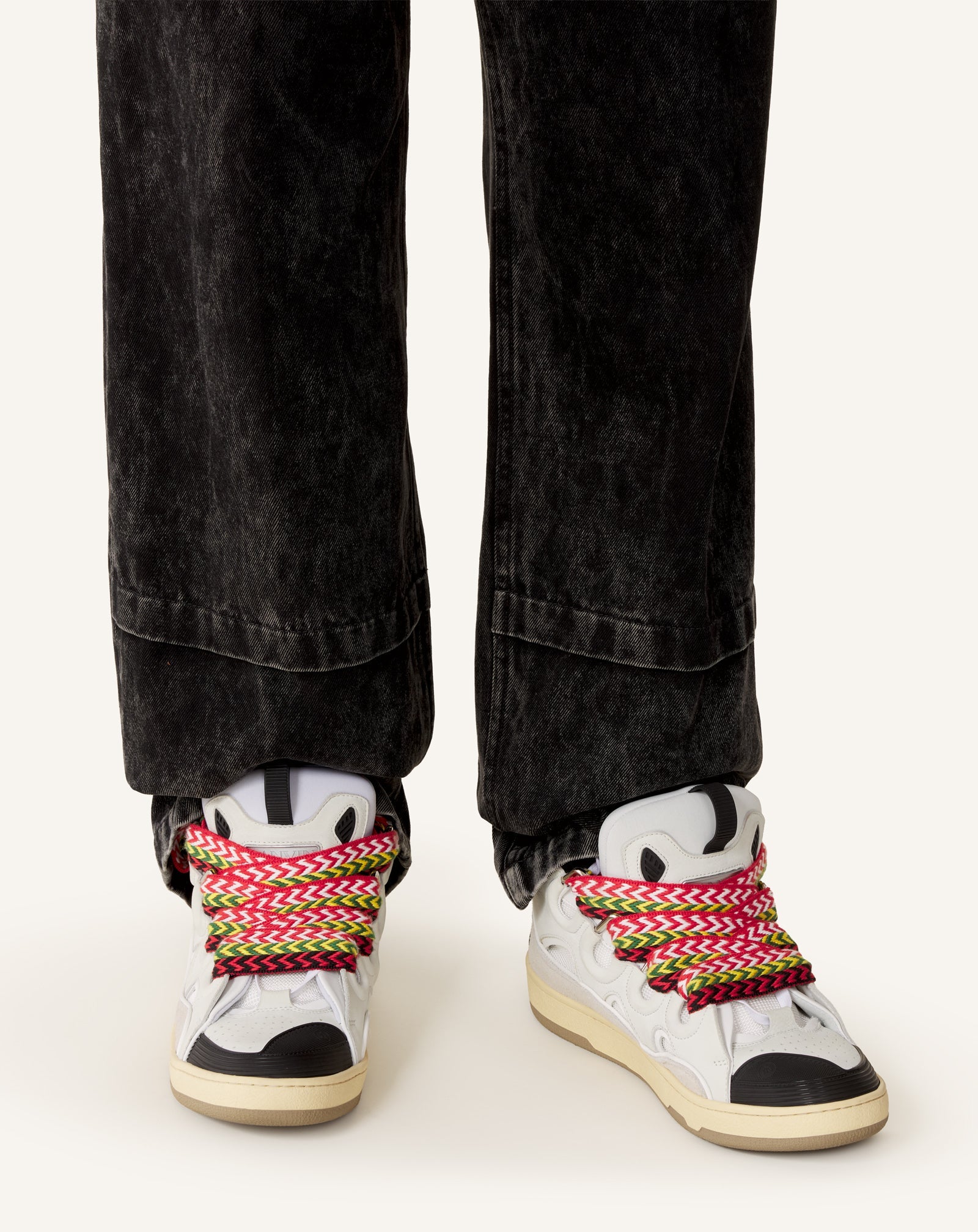 White Leather Curb Sneakers