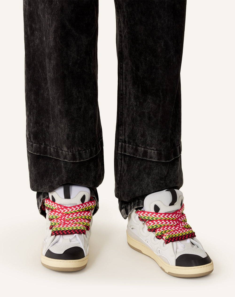 White Leather Curb Sneakers