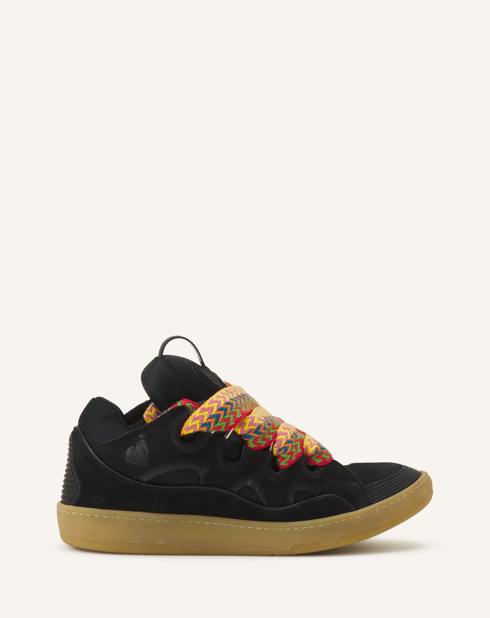 Black Leather Curb Sneakers