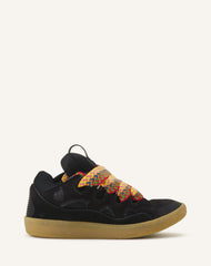Black Leather Curb Sneakers