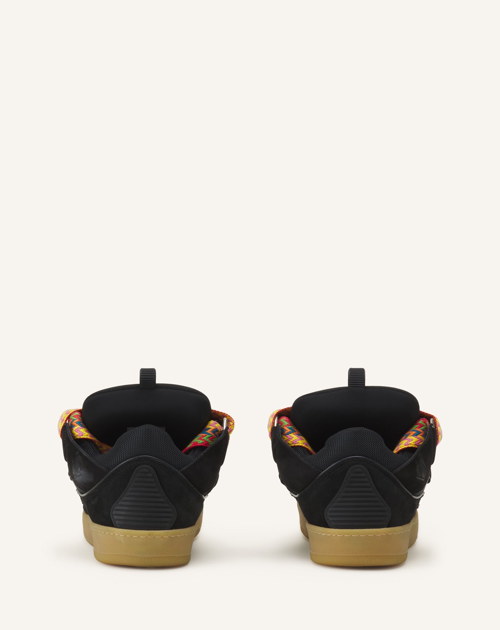 Black Leather Curb Sneakers