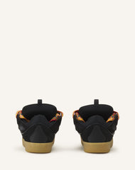 Black Leather Curb Sneakers