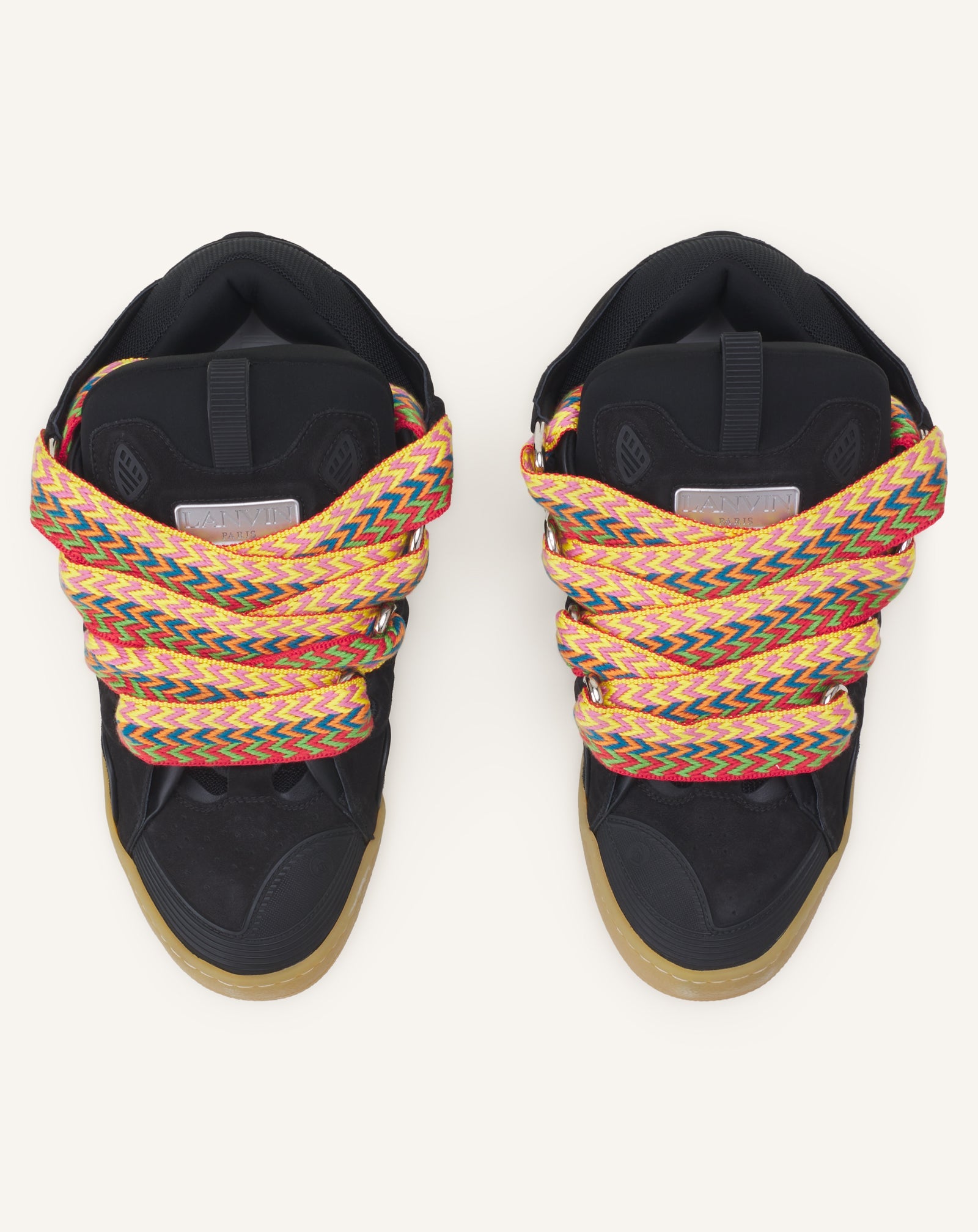 Black Leather Curb Sneakers