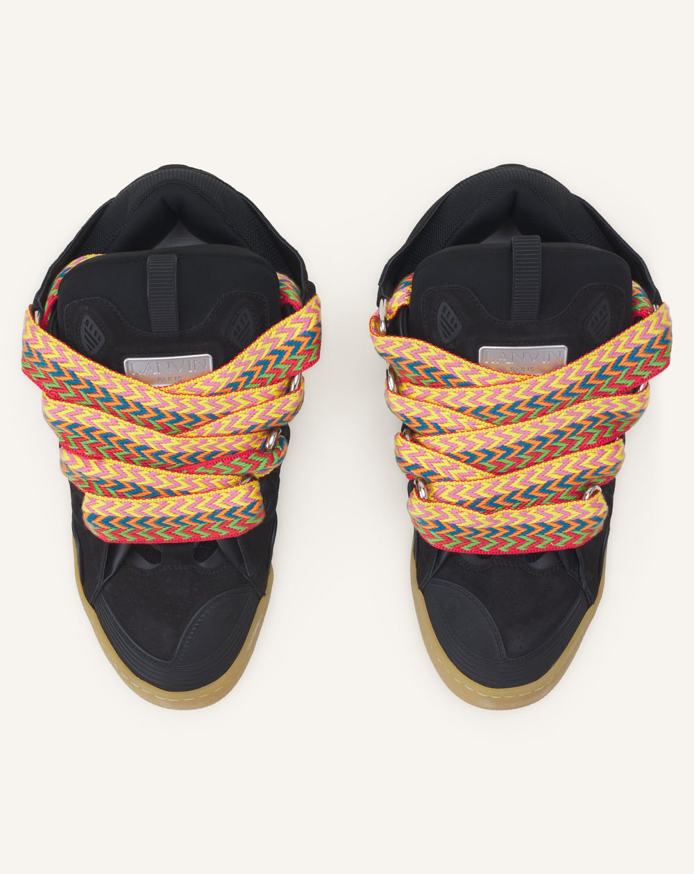 Black Leather Curb Sneakers