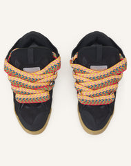 Black Leather Curb Sneakers