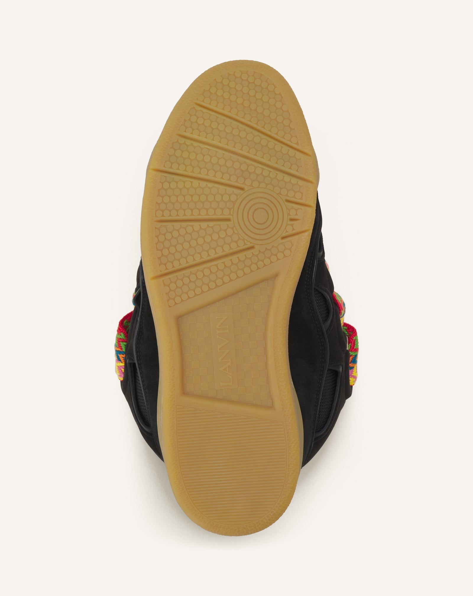 Black Leather Curb Sneakers