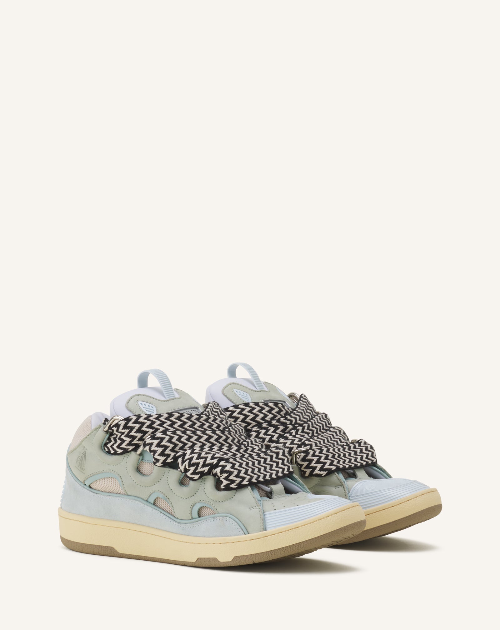 Blue Leather Curb Sneakers