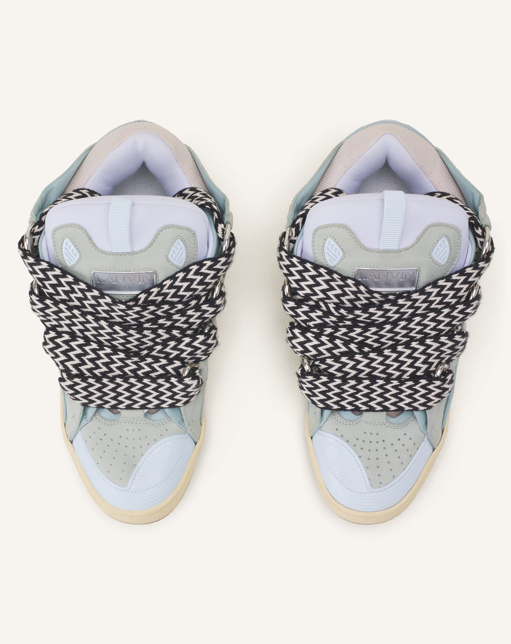 Blue Leather Curb Sneakers