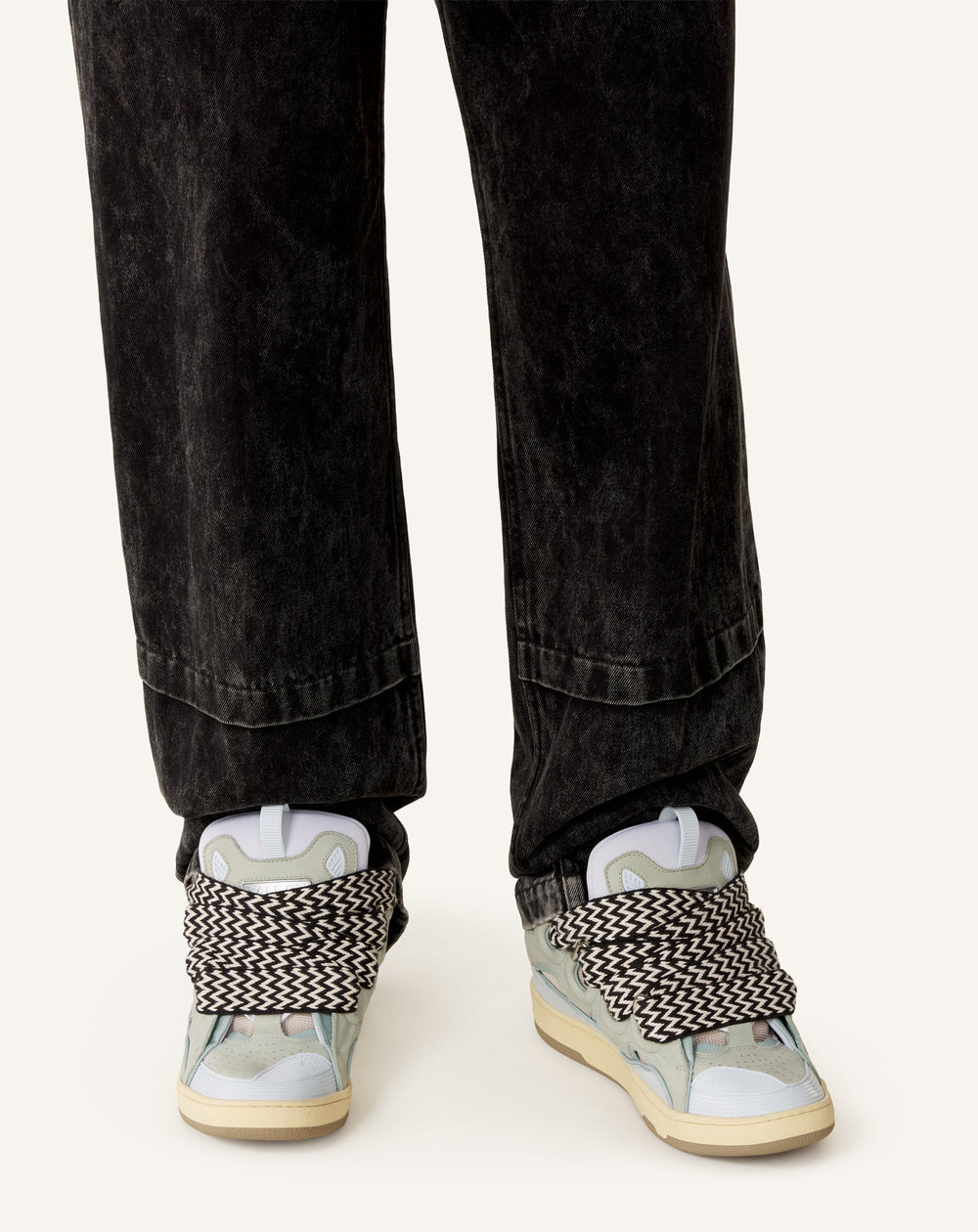 Blue Leather Curb Sneakers