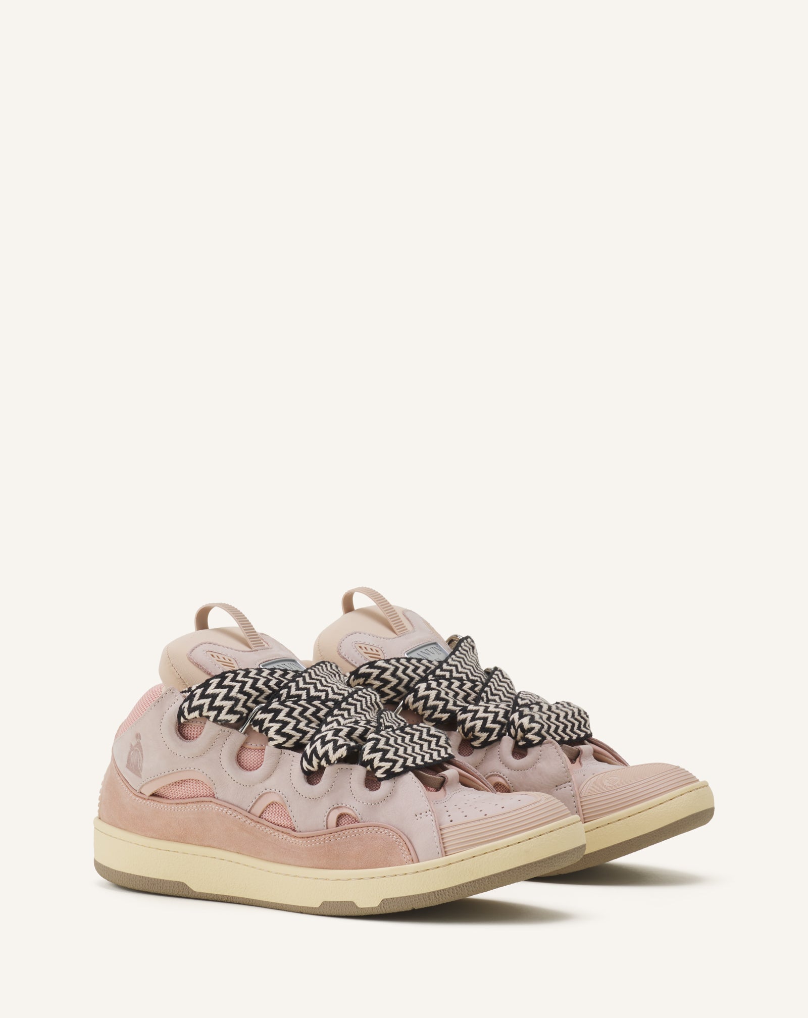 Pink Leather Curb Sneakers