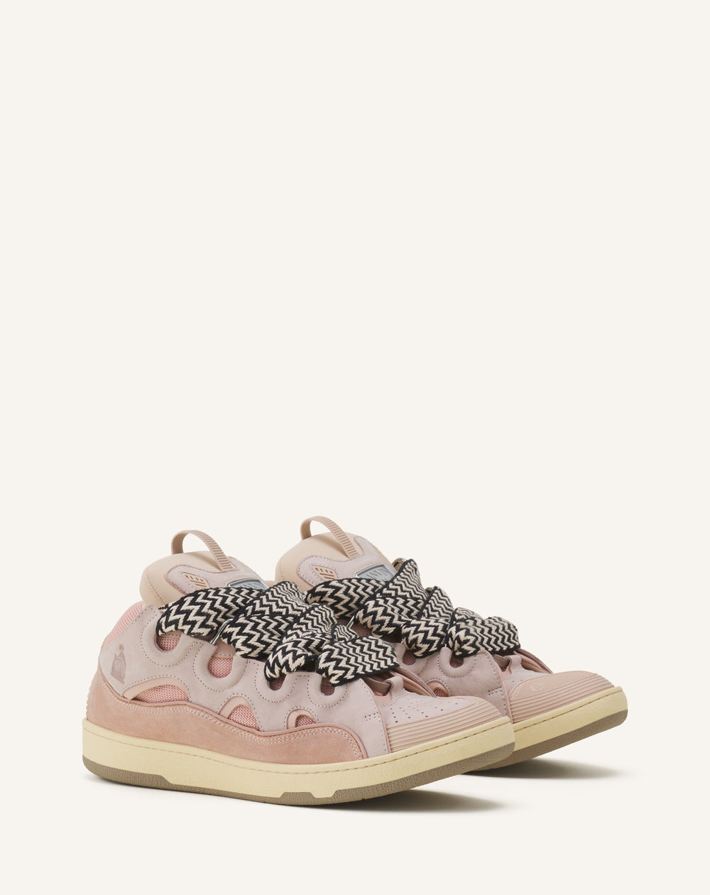 Pink Leather Curb Sneakers