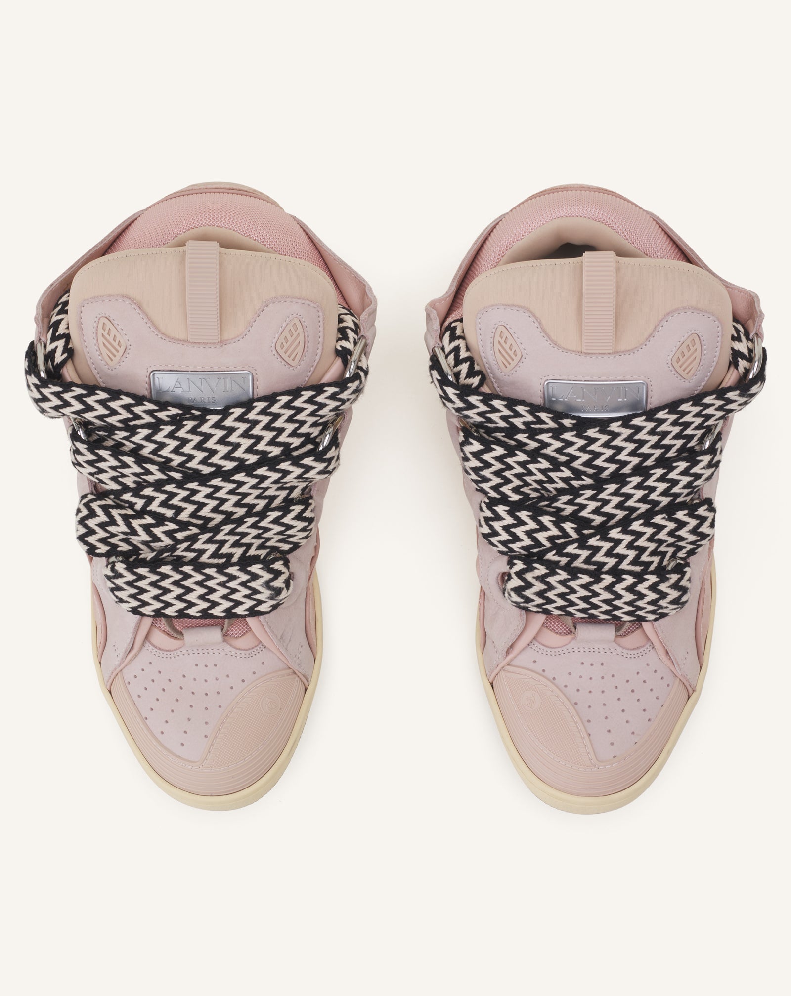 Pink Leather Curb Sneakers