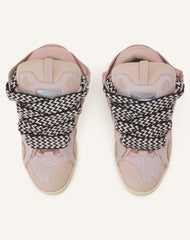 Pink Leather Curb Sneakers