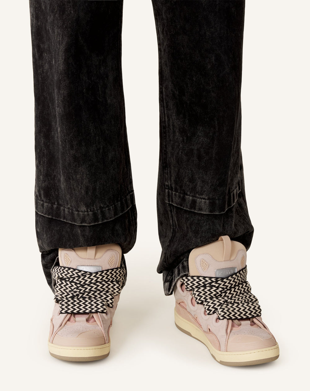 Pink Leather Curb Sneakers