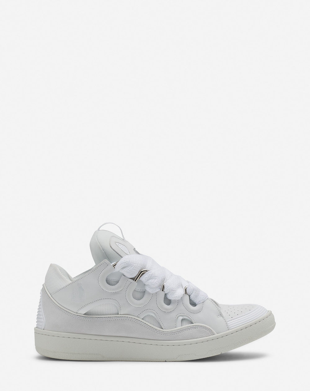 White Leather Curb Sneakers