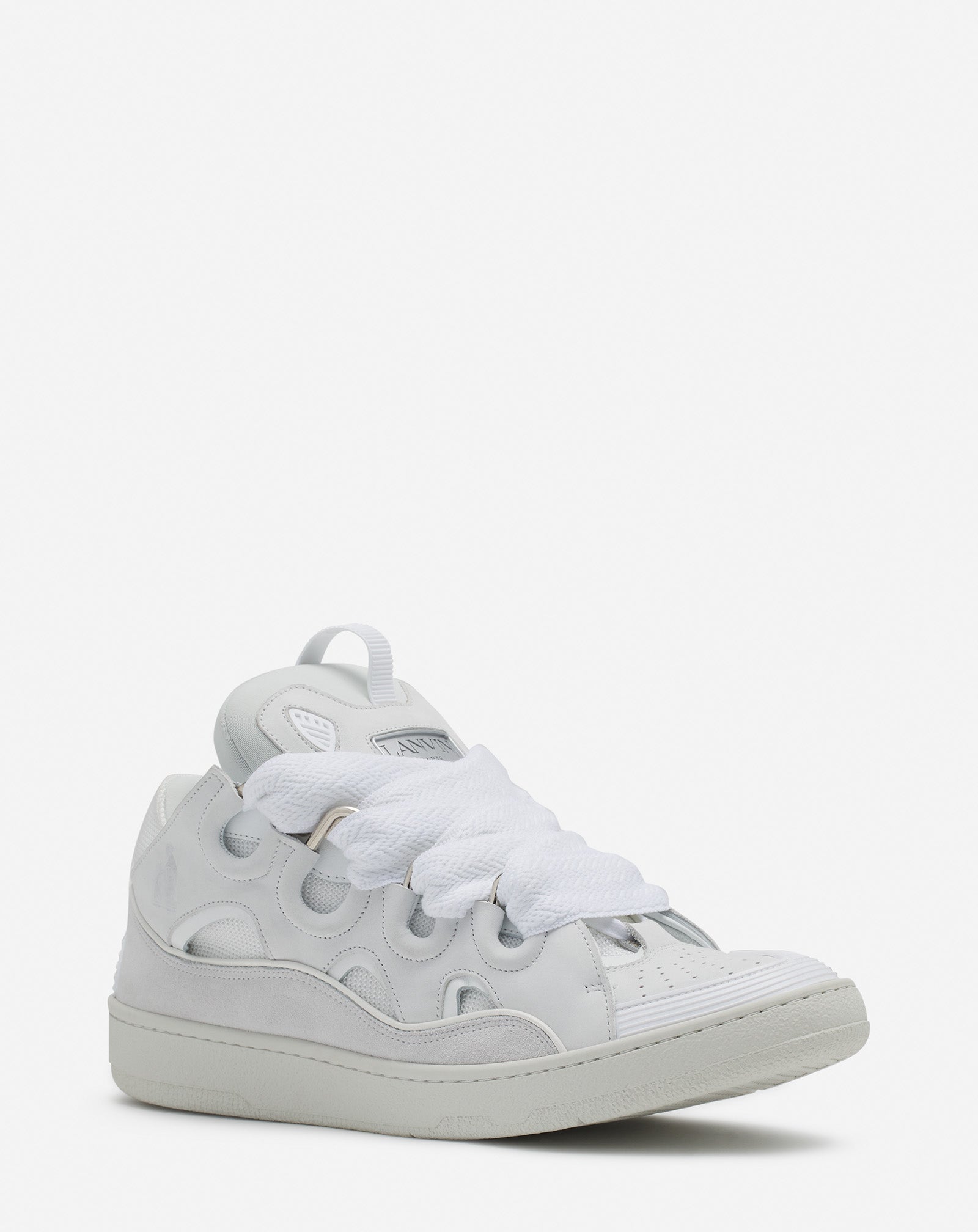White Leather Curb Sneakers