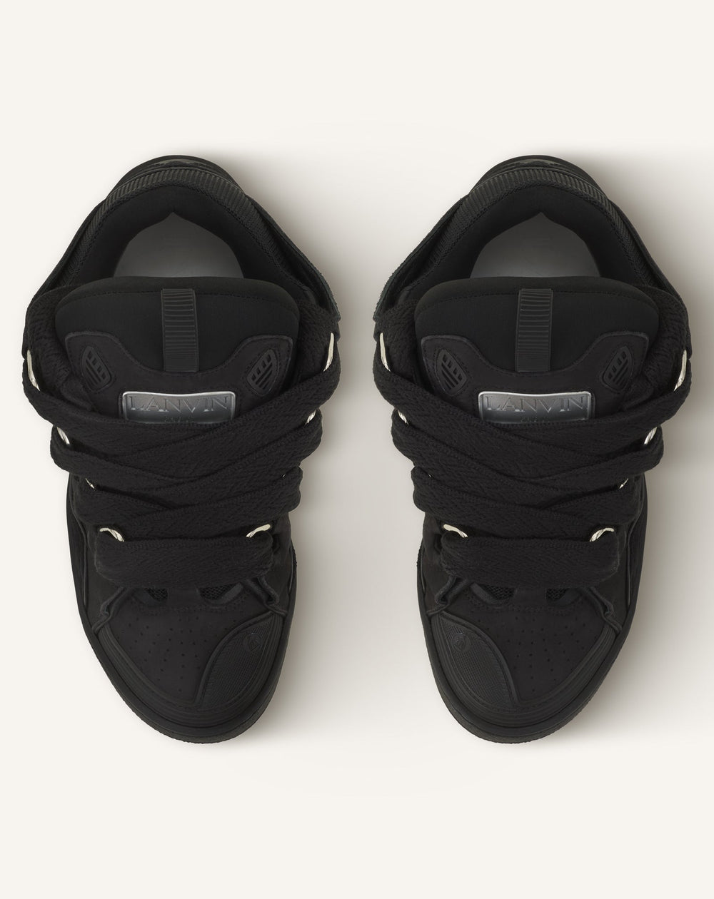 Black Leather Curb Sneakers