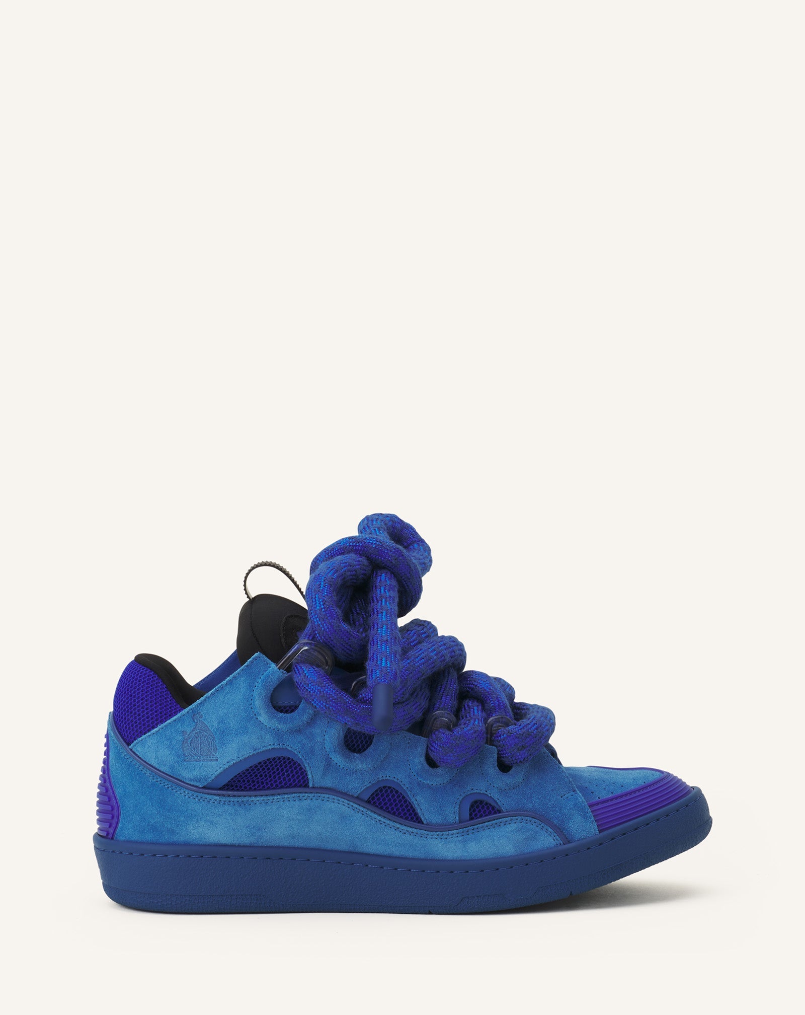 Blue Curb Sneakers In Leather With Snake Laces