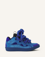 Blue Curb Sneakers In Leather With Snake Laces