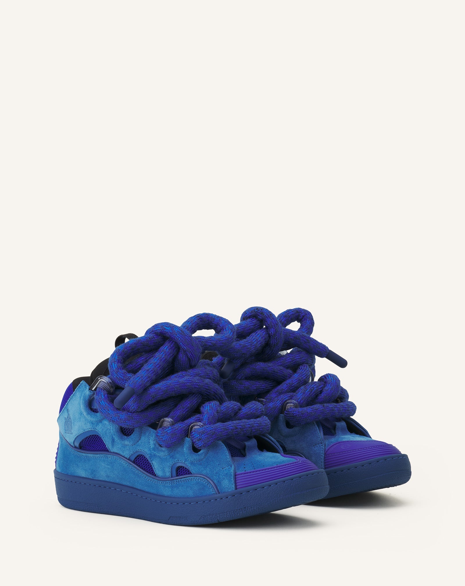 Blue Curb Sneakers In Leather With Snake Laces