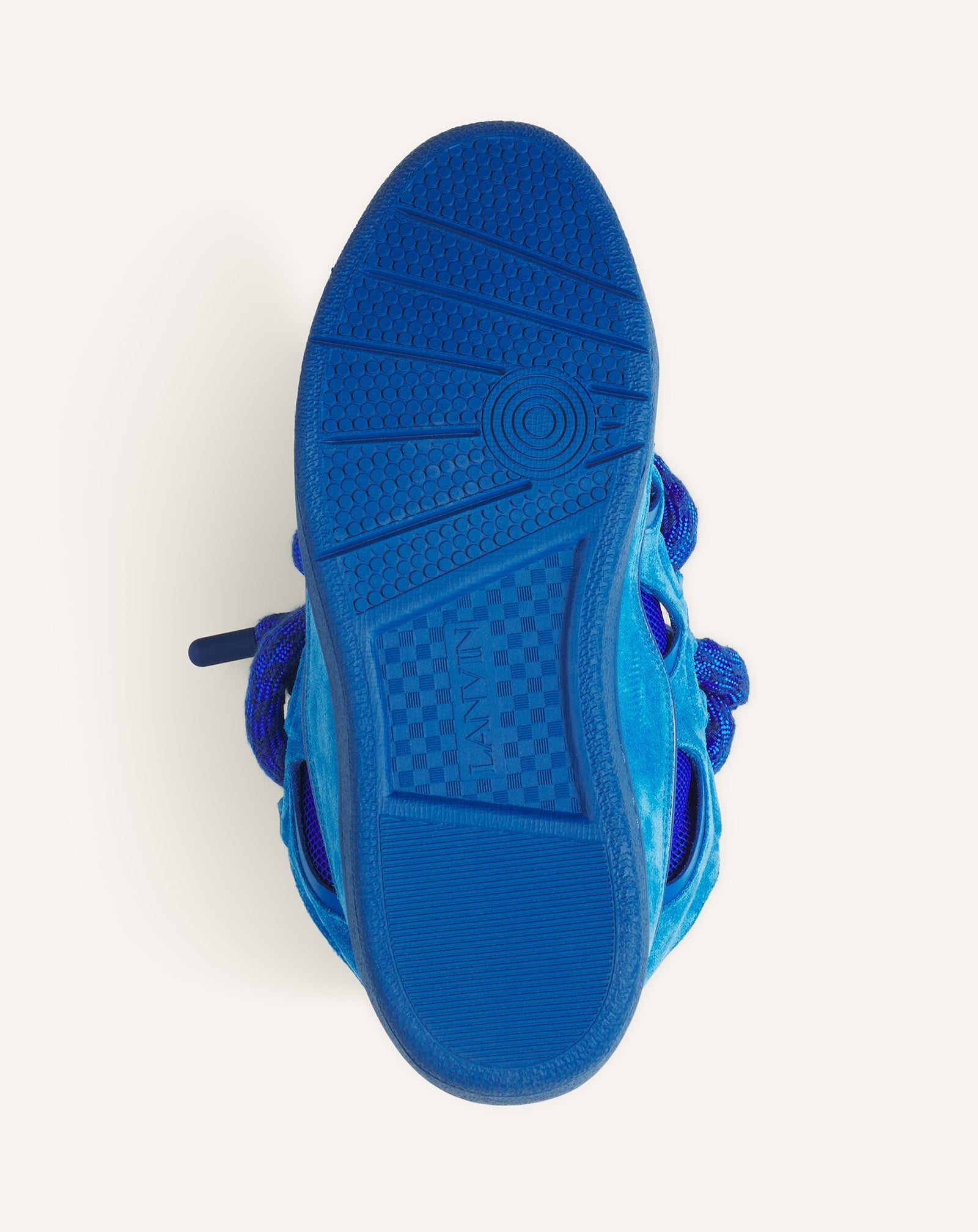 Blue Curb Sneakers In Leather With Snake Laces