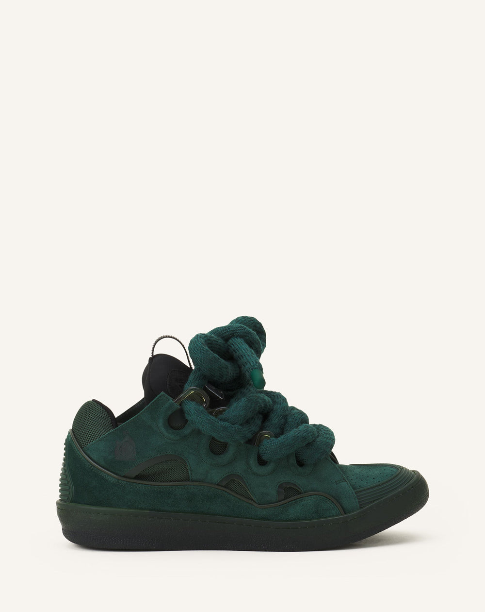 Green Curb Sneakers In Leather With Snake Laces