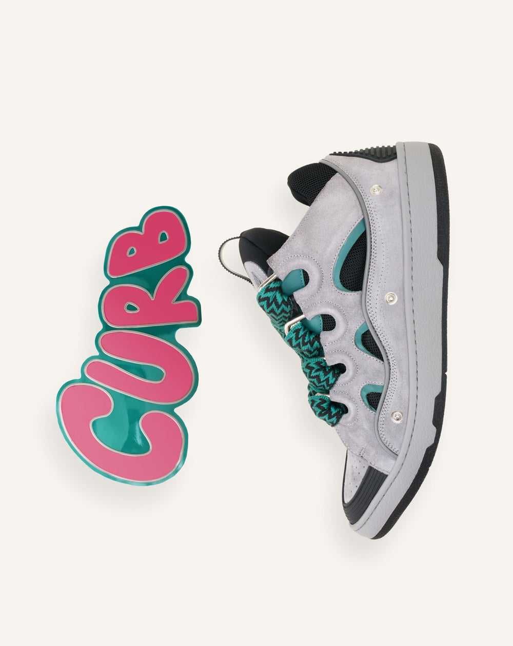 Curb Sneakers En Cuir À Patch Green