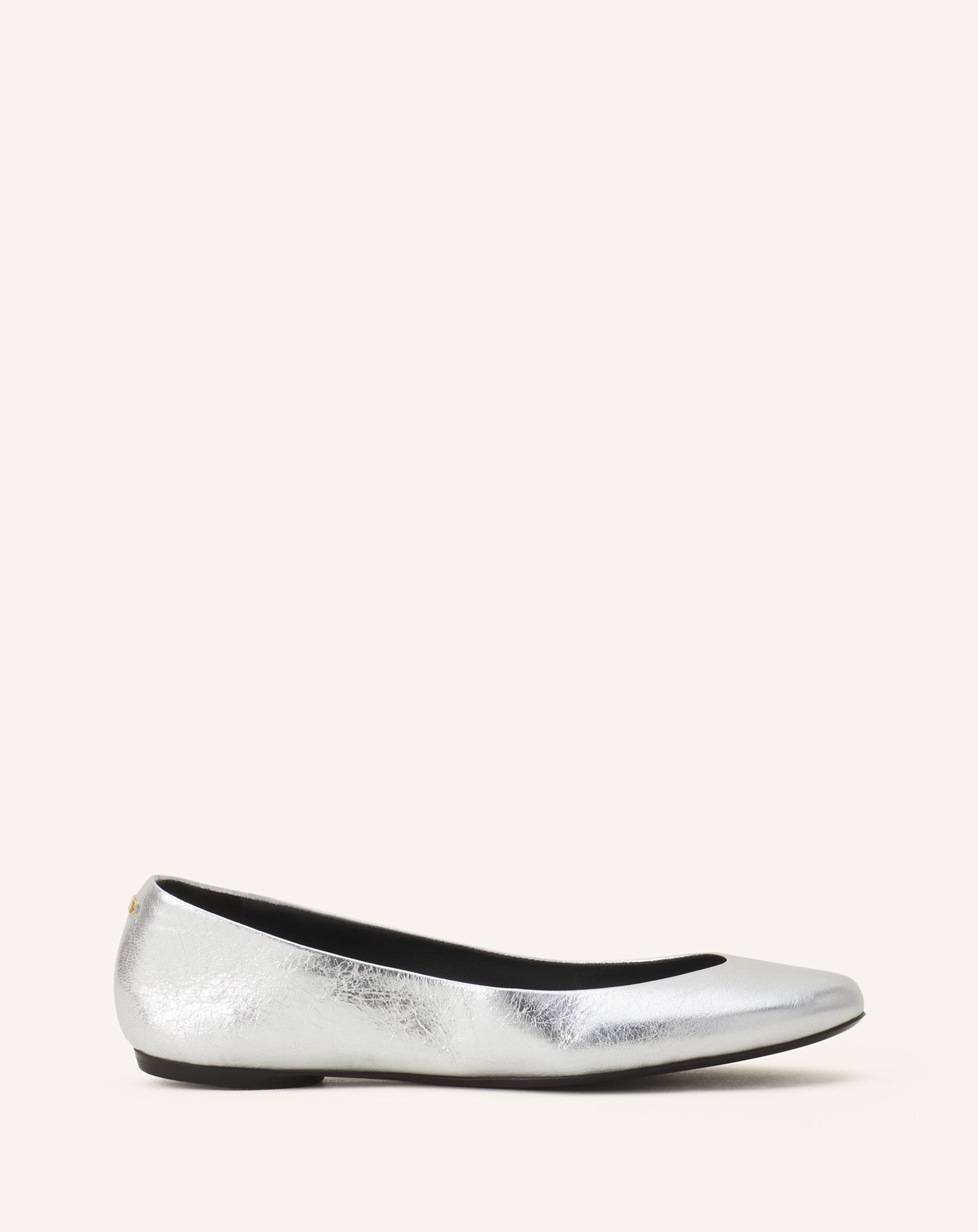 Silver The Ballerina Flat In Metallic Leather
