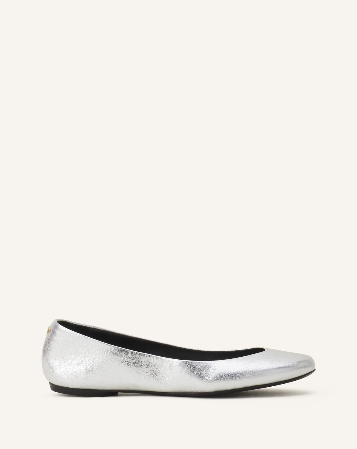 Silver The Ballerina Flat In Metallic Leather