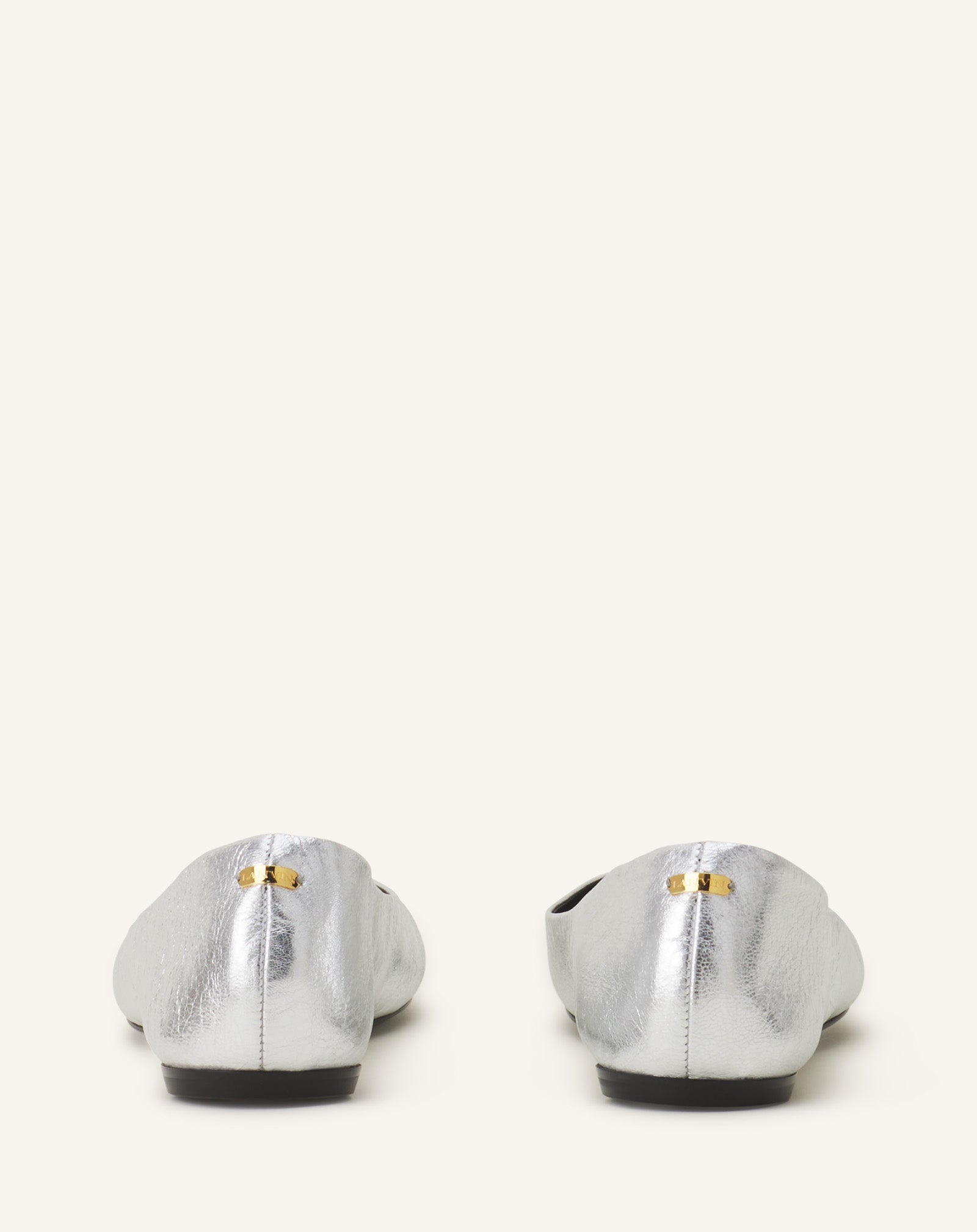 Silver The Ballerina Flat In Metallic Leather