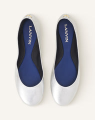 Silver The Ballerina Flat In Metallic Leather