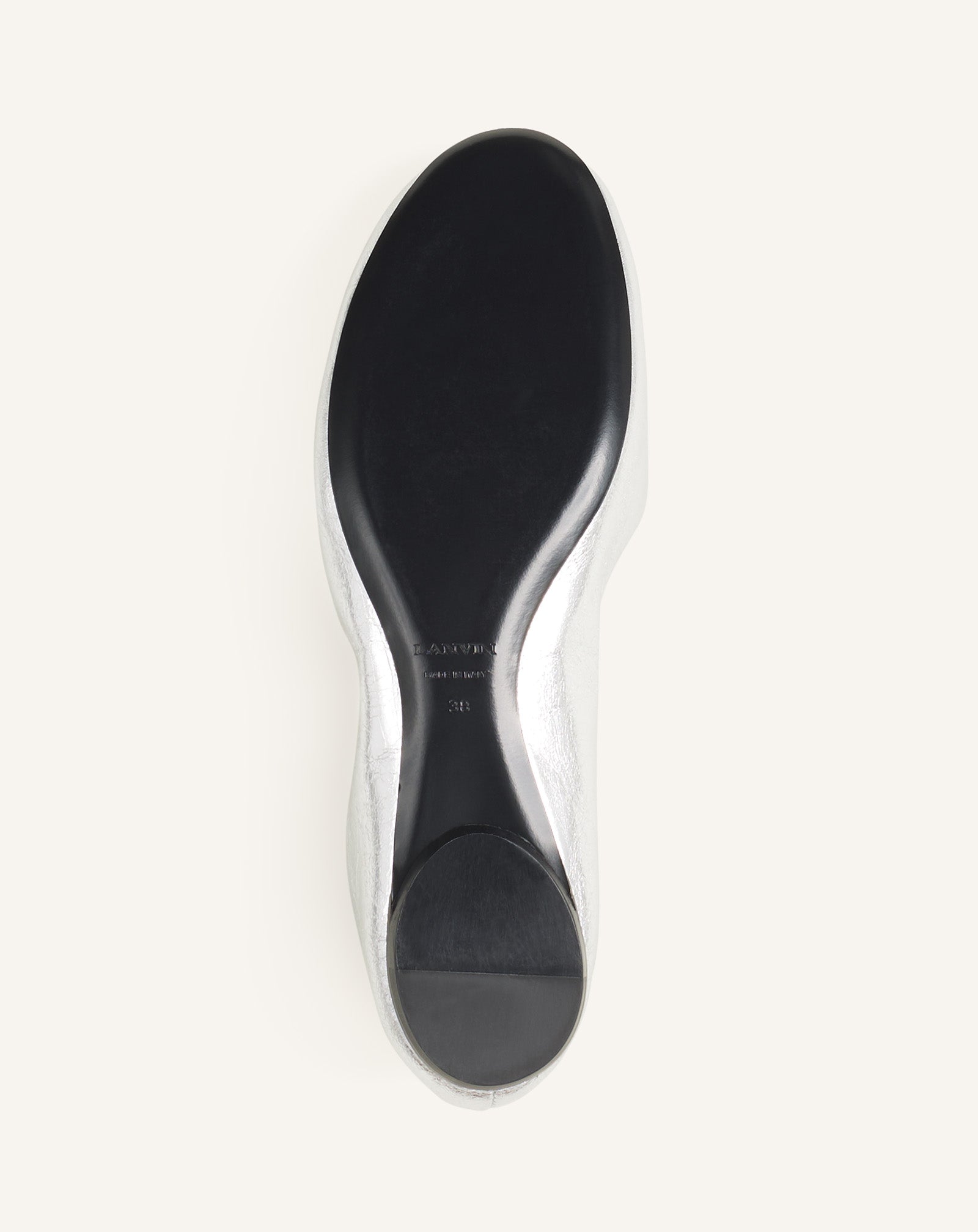 Silver The Ballerina Flat In Metallic Leather