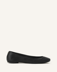 Black The Ballerina Flat In Leather