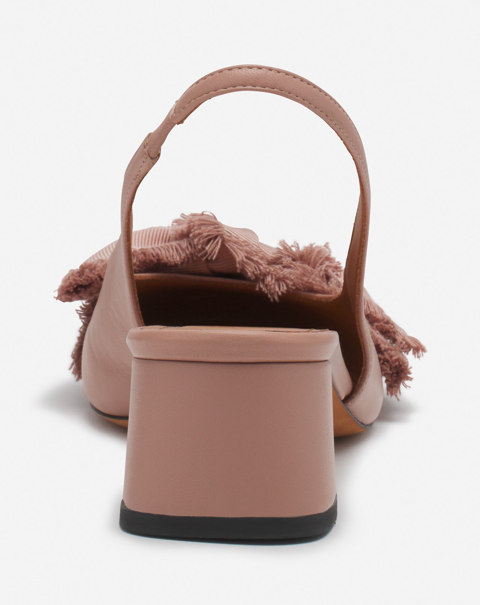 Pink Leather Heeled Slingback Ballerina