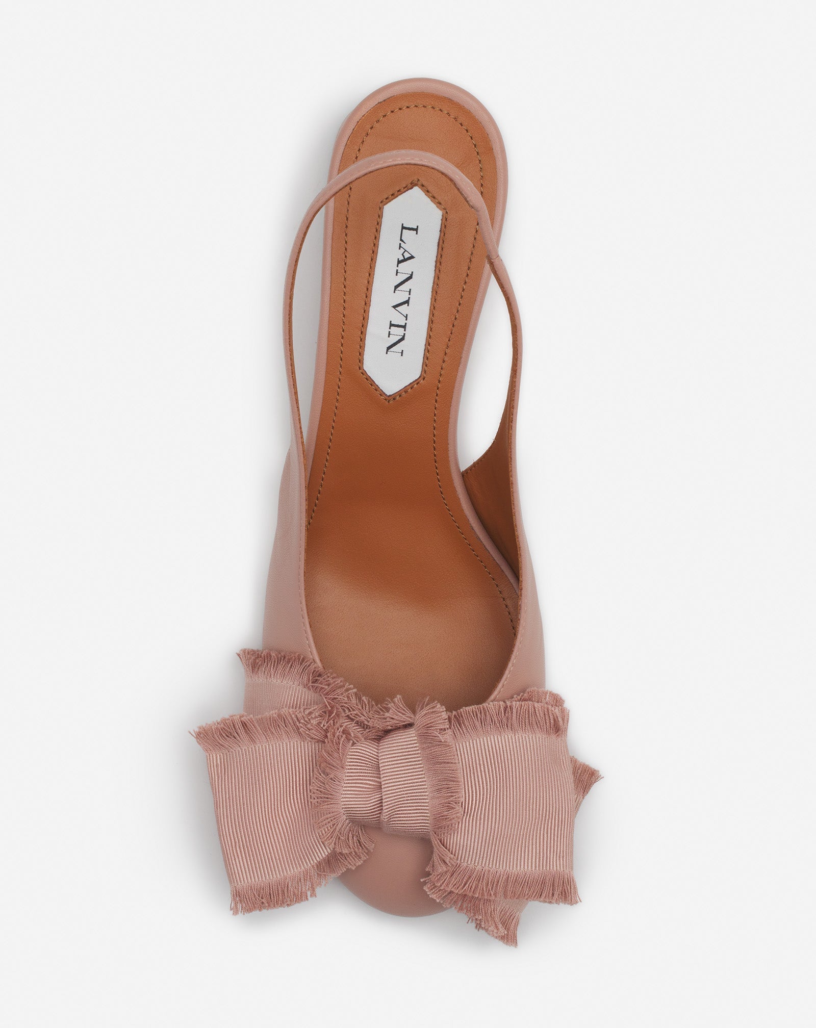Pink Leather Heeled Slingback Ballerina