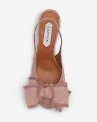 Pink Leather Heeled Slingback Ballerina