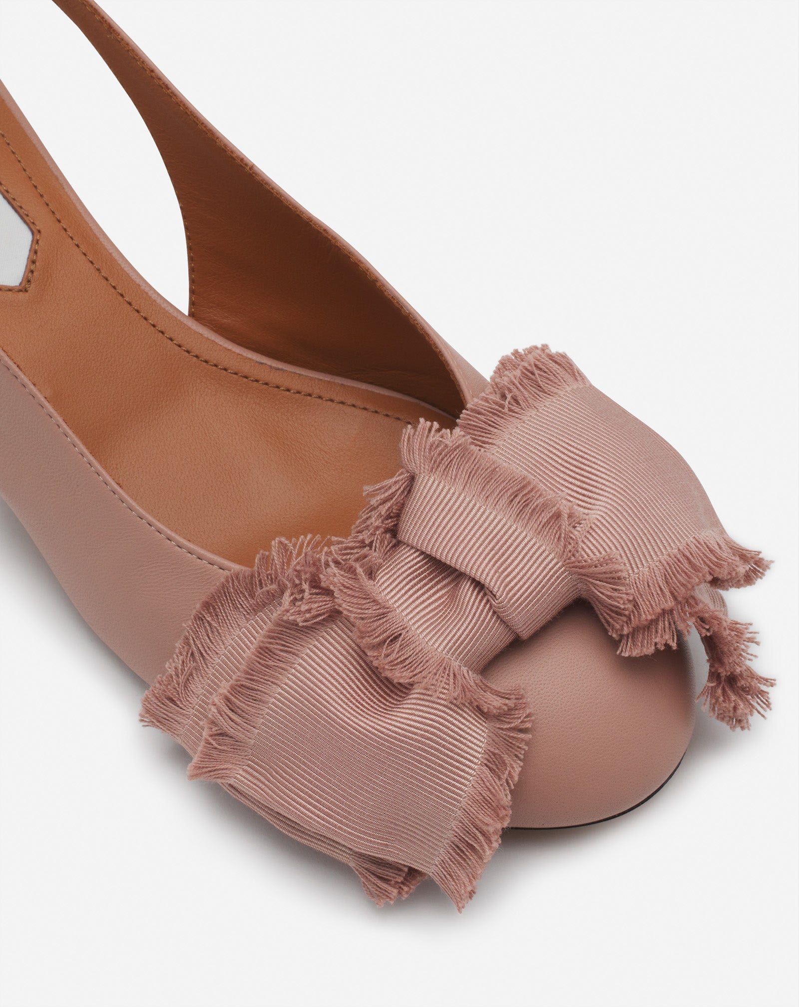 Pink Leather Heeled Slingback Ballerina