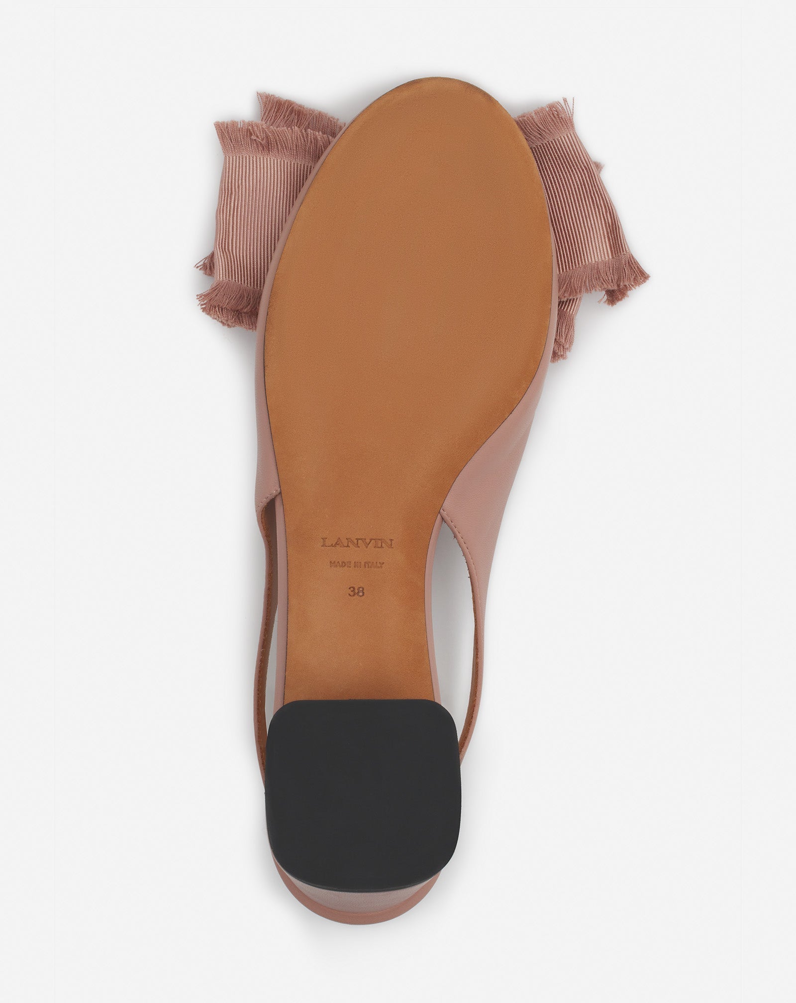 Pink Leather Heeled Slingback Ballerina