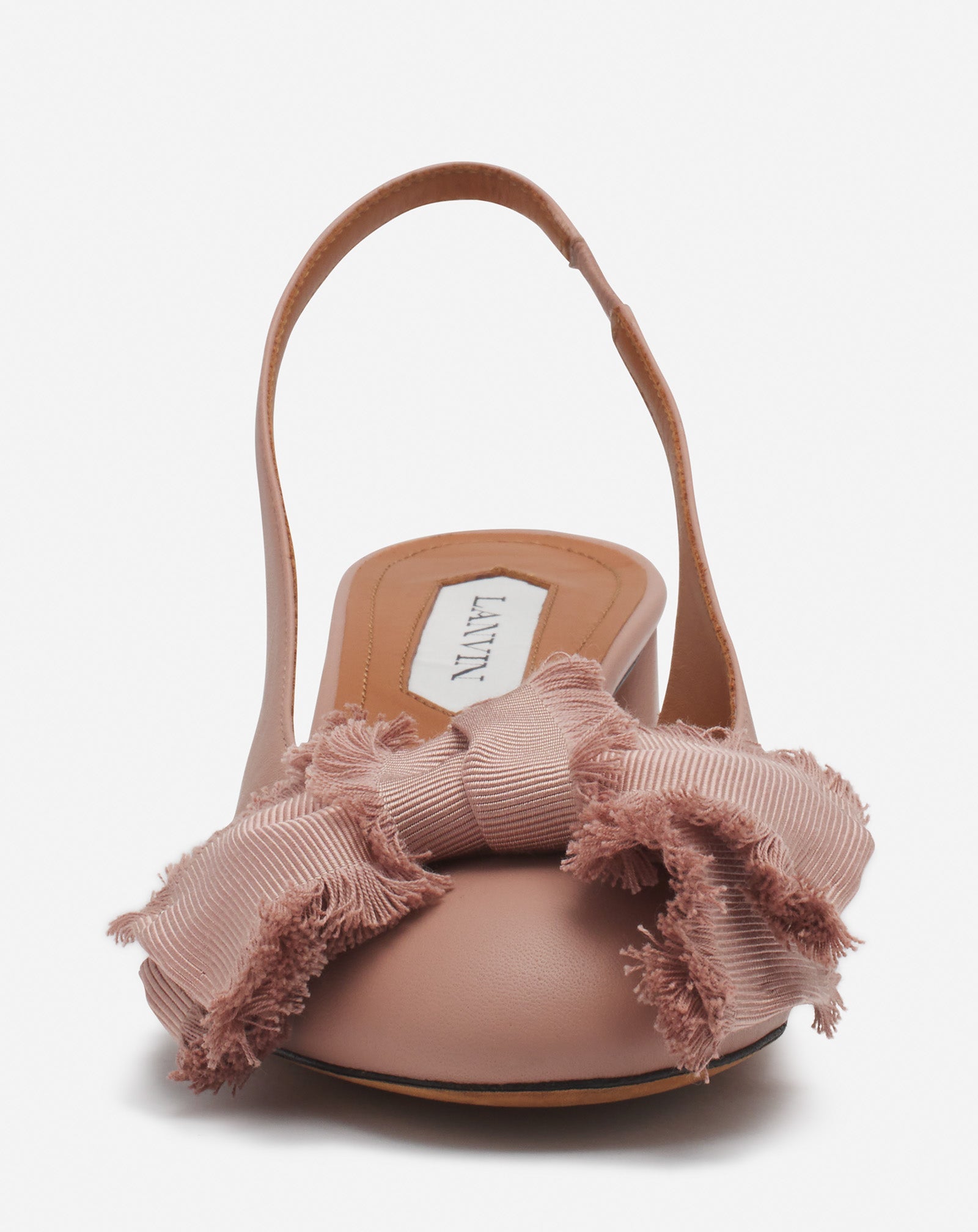 Pink Leather Heeled Slingback Ballerina