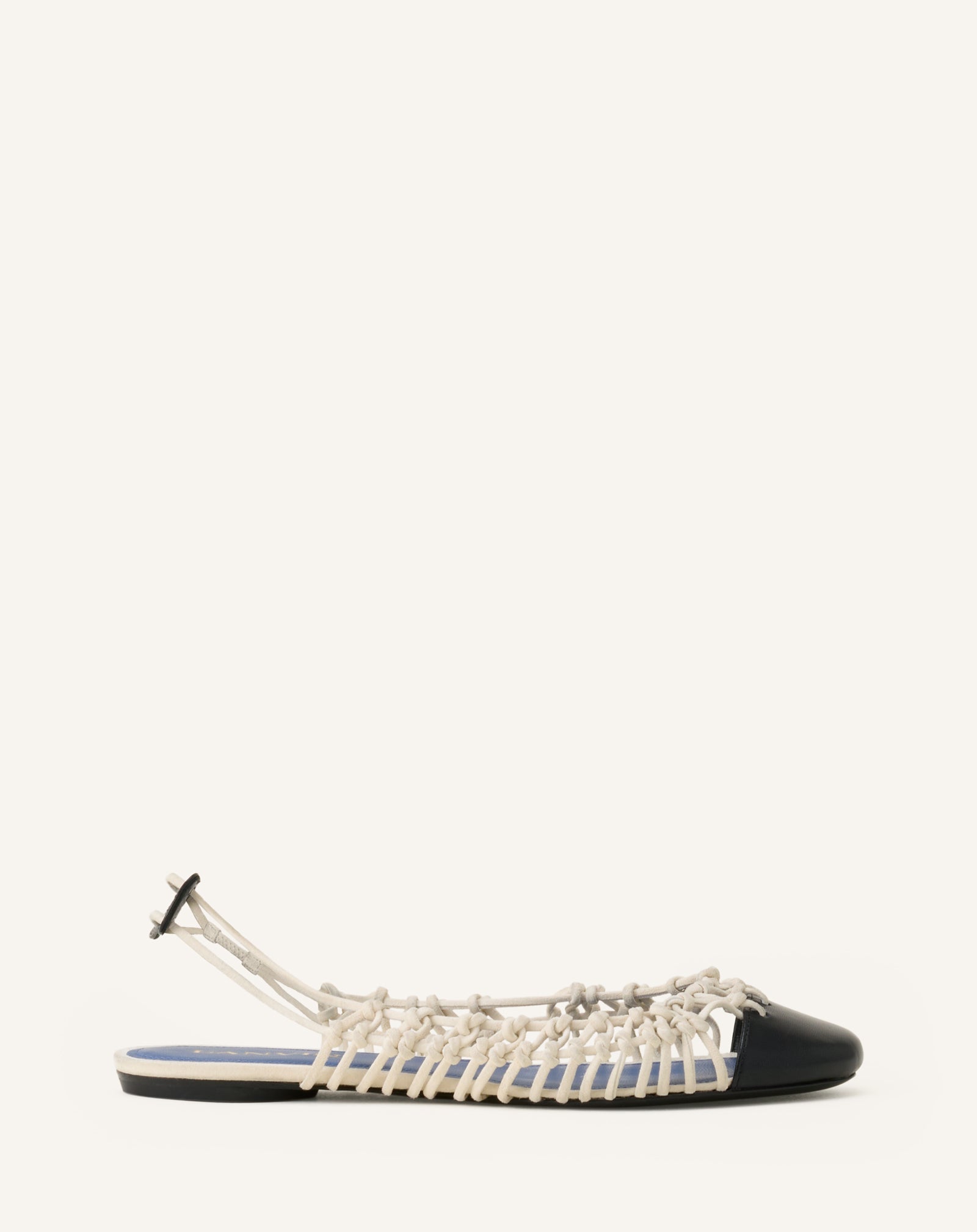 Ballerine Slingback Tressée En Cuir White