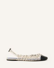 Ballerine Slingback Tressée En Cuir White