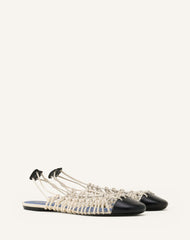 Ballerine Slingback Tressée En Cuir White