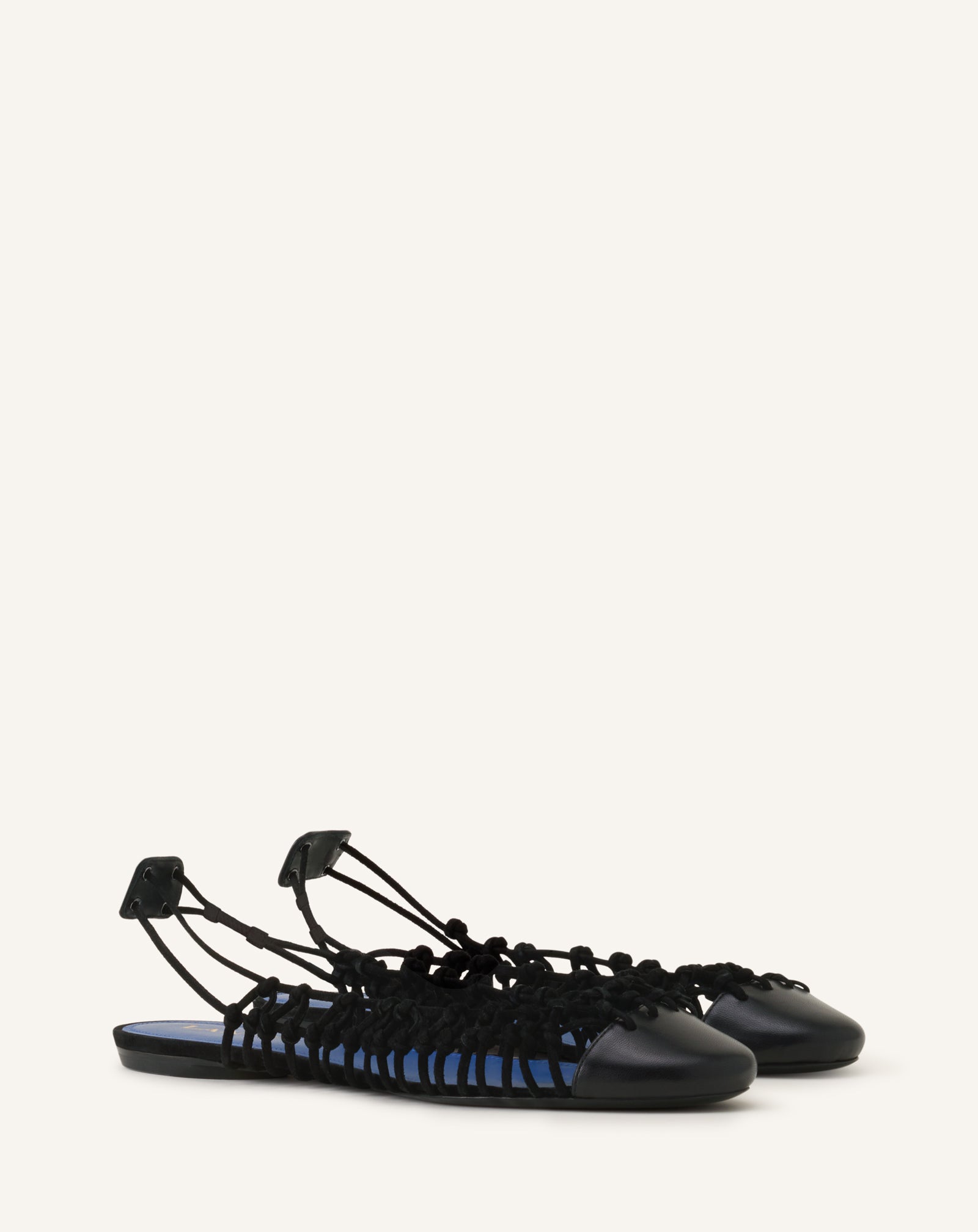 Ballerine Slingback Tressée En Cuir Black