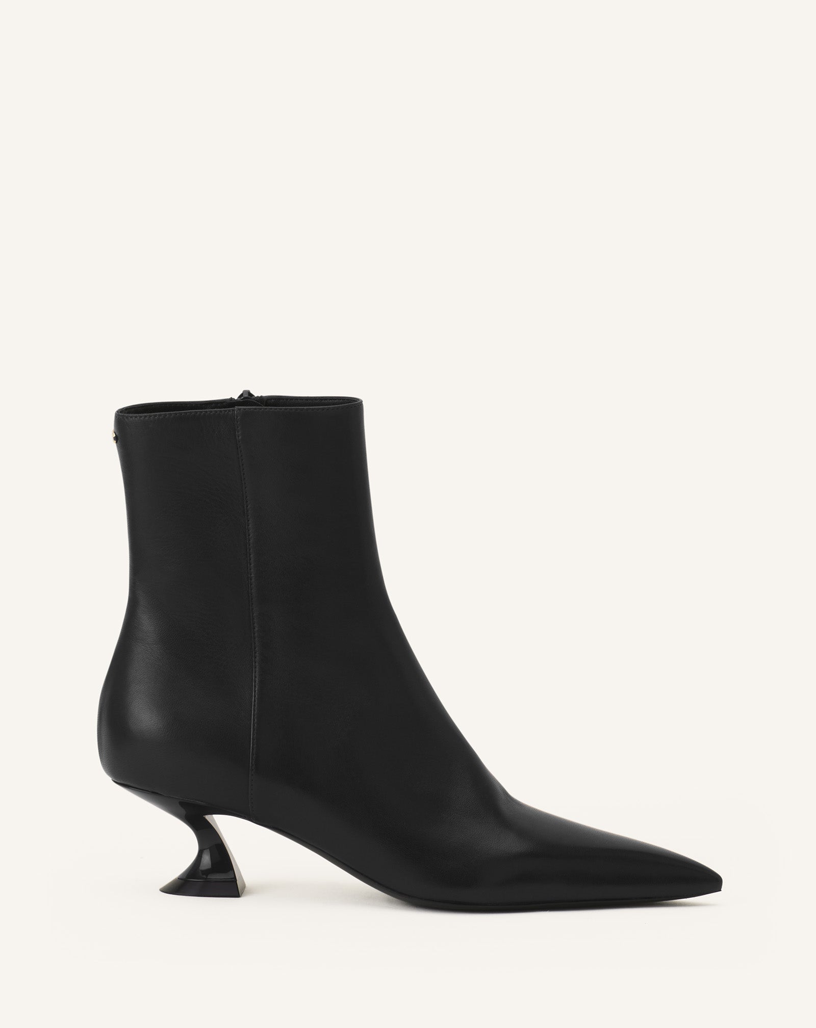 Black Midnight Step Leather Ankle Boot