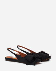 Black Slingback Ballerina Flat In Satin