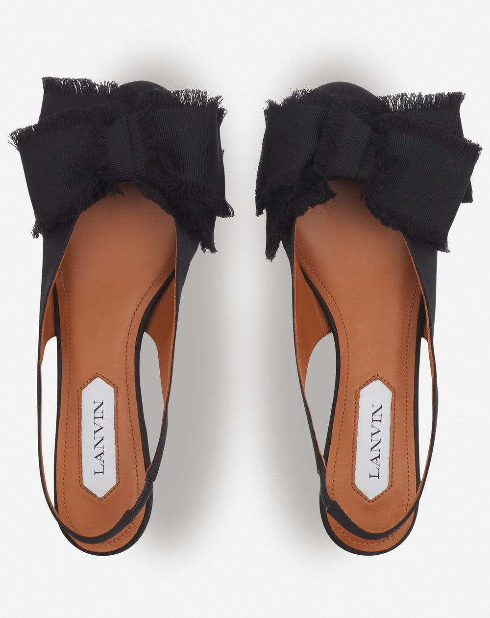 Black Slingback Ballerina Flat In Satin