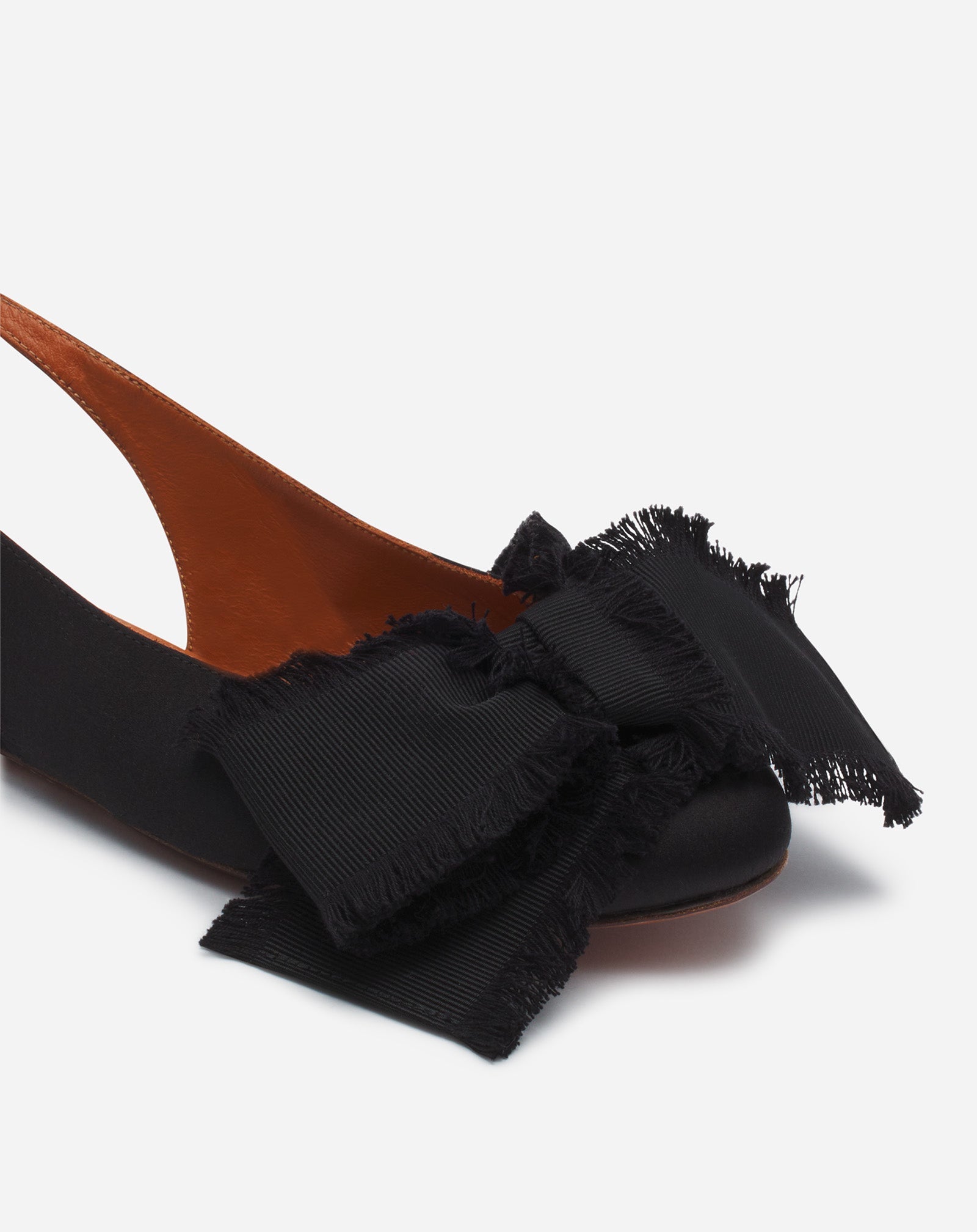 Black Slingback Ballerina Flat In Satin