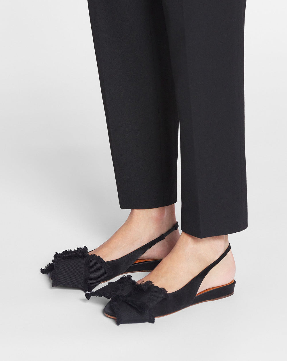 Black Slingback Ballerina Flat In Satin